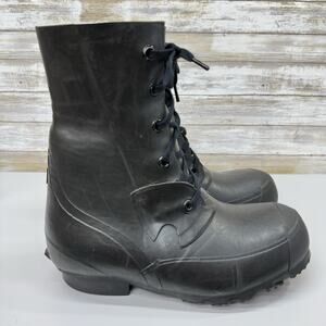 Vintage Hood QMC US Military Mickey Mouse Rubber Boots Black Lace Up Size 8R